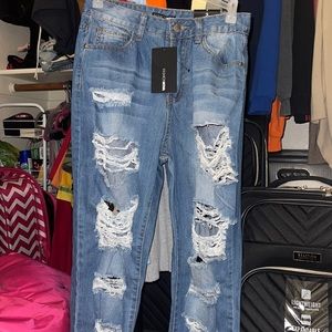 Light Wash Boyfriend Fit Denim Jeans